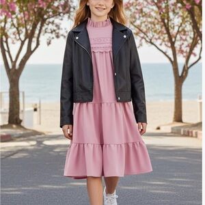 Tween Fall Formal Party Midi Tiered Flowy Swing Dresses